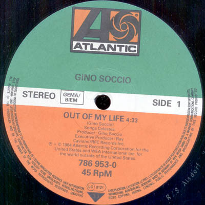 Gino Soccio : She's Gone Out Of My Life (12", Maxi)