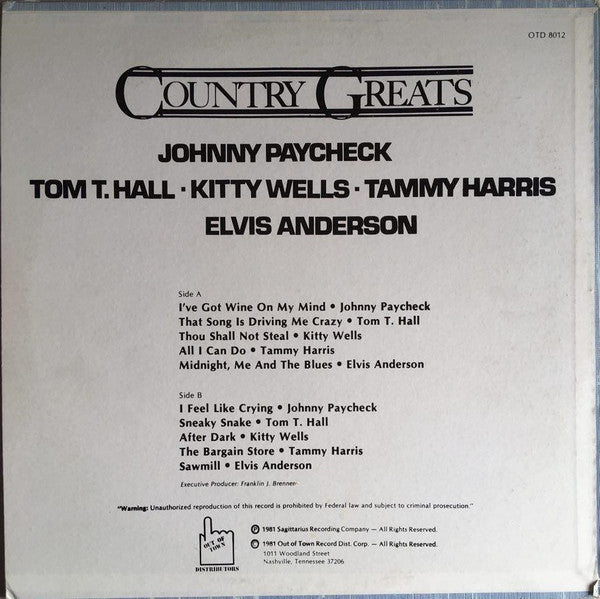 Various : Country Greats (LP, Comp)