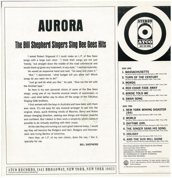 The Bill Shepherd Singers : Aurora (The Bill Shepherd Singers Sing Bee Gees Hits) (LP, Album)