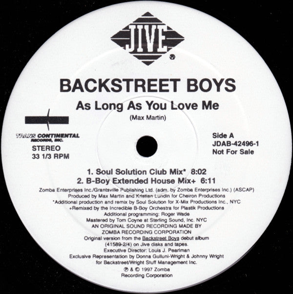 Backstreet Boys : As Long As You Love Me (2x12", Promo)