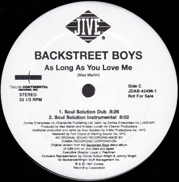 Backstreet Boys : As Long As You Love Me (2x12", Promo)