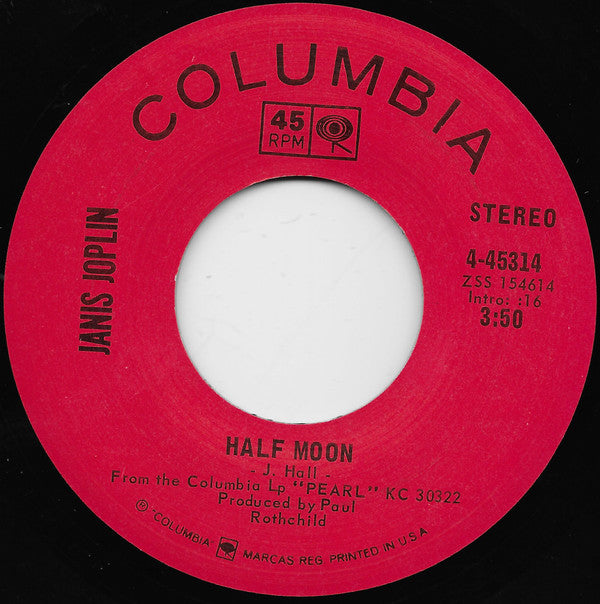 Janis Joplin : Me And Bobby McGee / Half Moon (7", San)