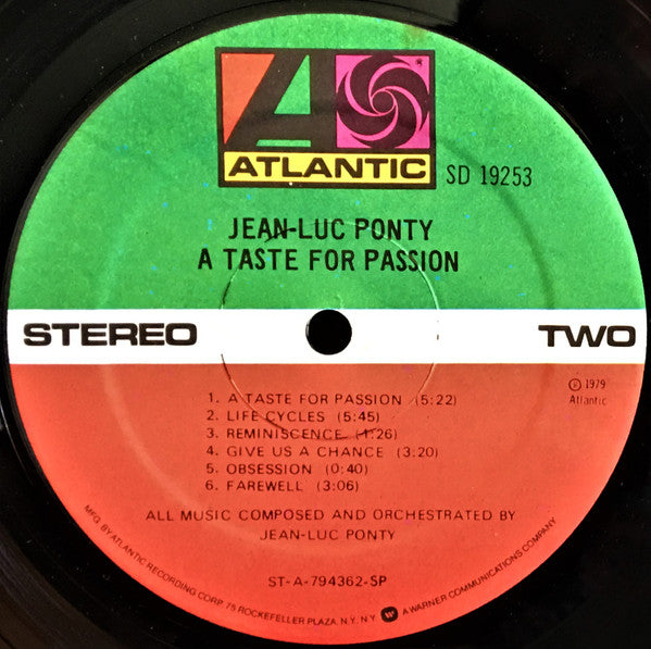 Jean-Luc Ponty : A Taste For Passion (LP, Album, SP )