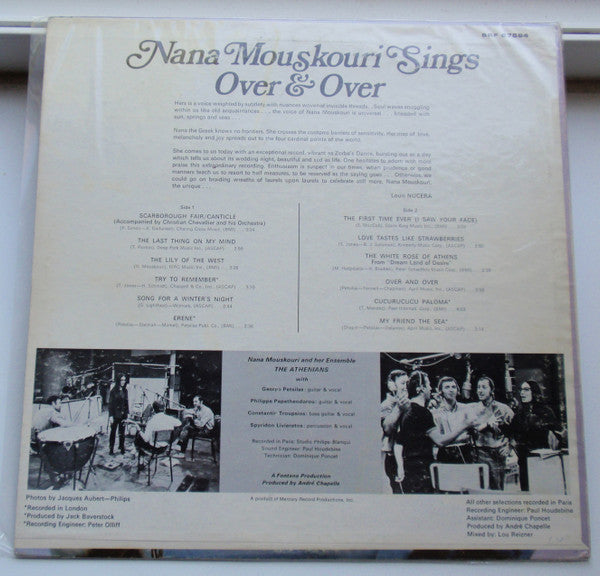 Nana Mouskouri With Les Athéniens : Nana Mouskouri Sings Over & Over (LP, Album)