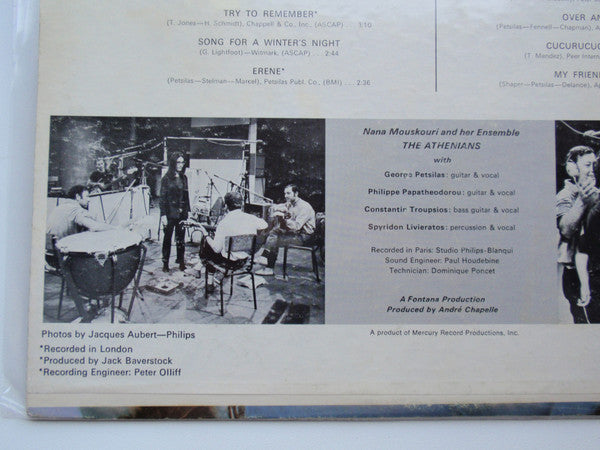 Nana Mouskouri With Les Athéniens : Nana Mouskouri Sings Over & Over (LP, Album)