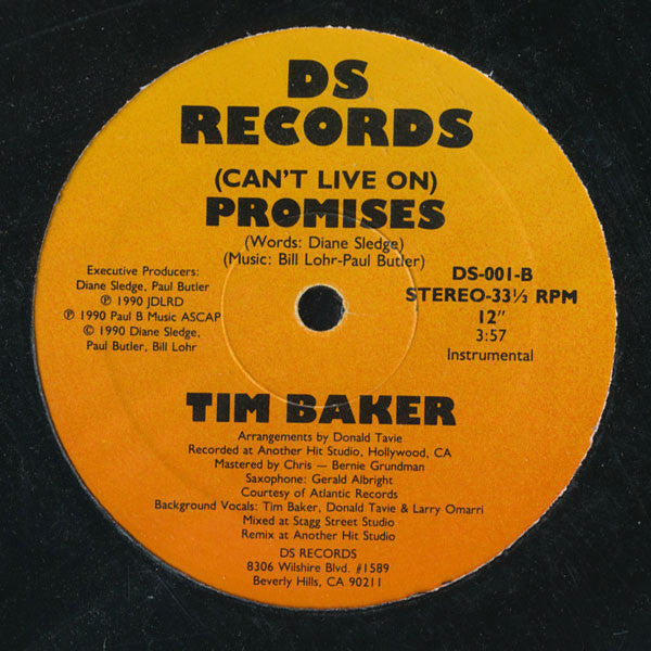 Tim Baker (4) : (Can't Live On) Promises (12")