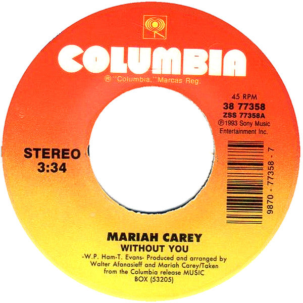 Mariah Carey : Without You (7", Single)