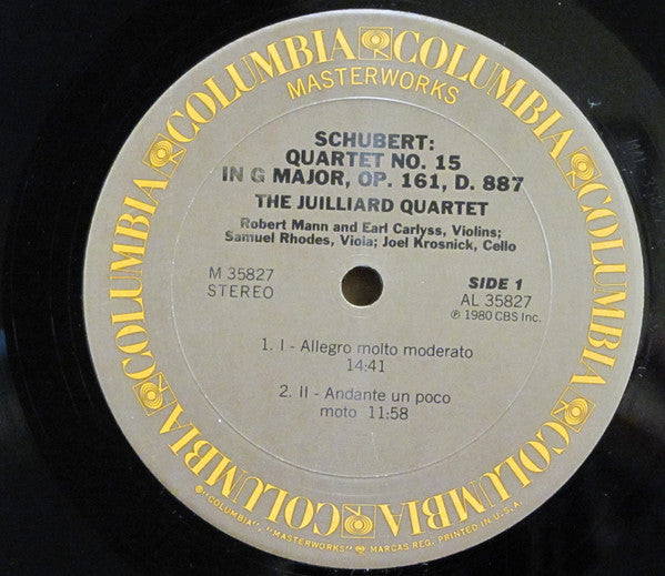 Schubert*, Juilliard Quartet* : Quartet N°15, Op.161, D.887 (LP, Album)