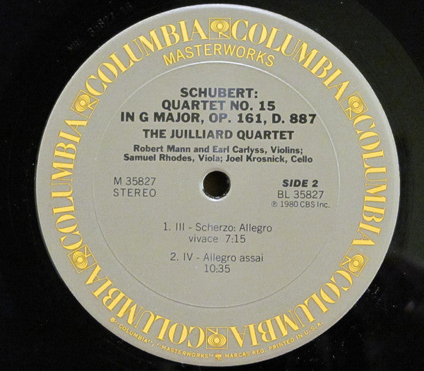 Schubert*, Juilliard Quartet* : Quartet N°15, Op.161, D.887 (LP, Album)