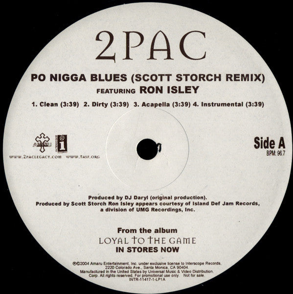 2Pac : Bonus Tracks From The Platinum LP "Loyal To The Game" (2x12", Single, Promo)