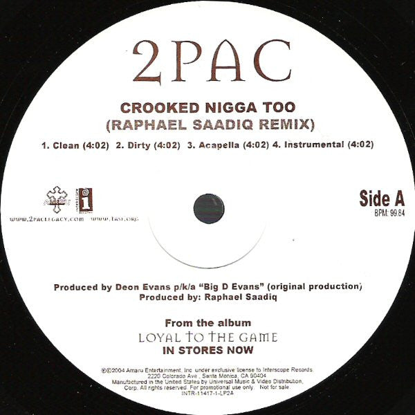 2Pac : Bonus Tracks From The Platinum LP "Loyal To The Game" (2x12", Single, Promo)