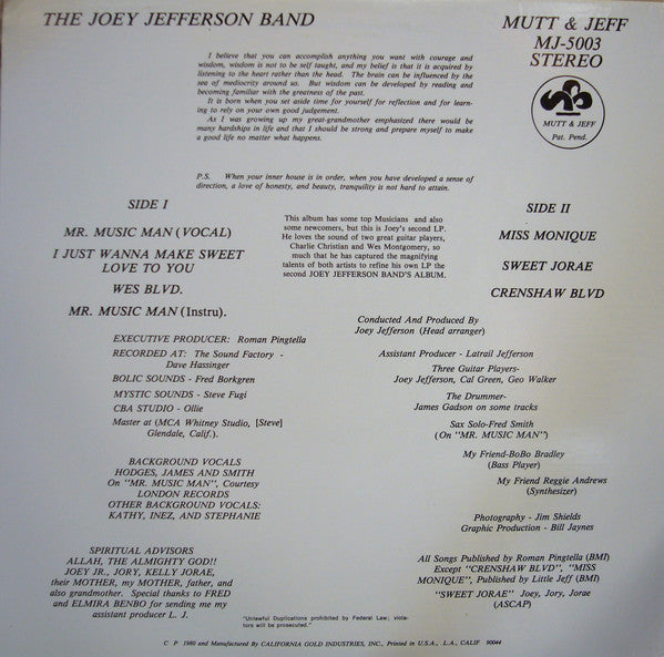 The Joey Jefferson Band* : Crenshaw Boulevard (LP)