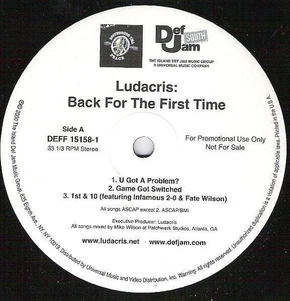 Ludacris : Back For The First Time (2xLP, Promo, Cle)