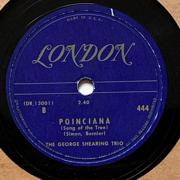 The George Shearing Trio* : To Be Or Not To Bop / Poinciana (Shellac, 10", Mono)