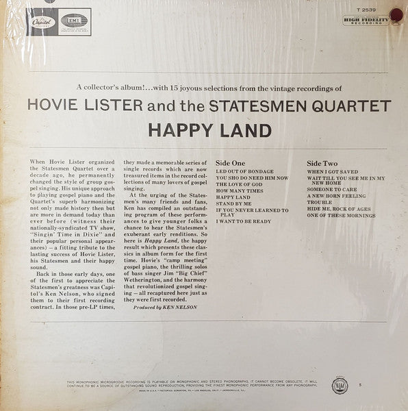 The Statesmen Quartet : Happy Land (LP, Comp, Mono)