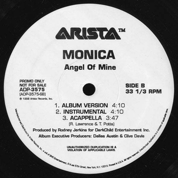 Monica : Angel Of Mine (12", Promo)