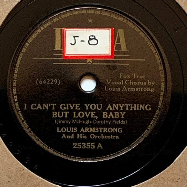 Louis Armstrong And His Orchestra : I Can't Give You Anything But Love / Ain't Misbehavin (Shellac, 10", RE, RP, LA )
