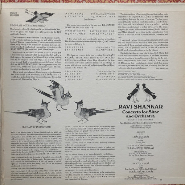 Ravi Shankar, André Previn, London Symphony Orchestra : Shankar: Concerto For Sitar & Orchestra (LP, Album, Gat)