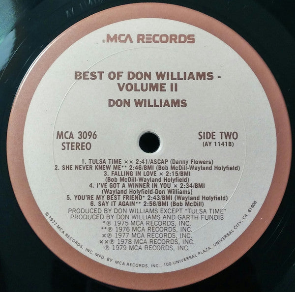 Don Williams (2) : The Best Of Don Williams, Volume II (LP, Comp)