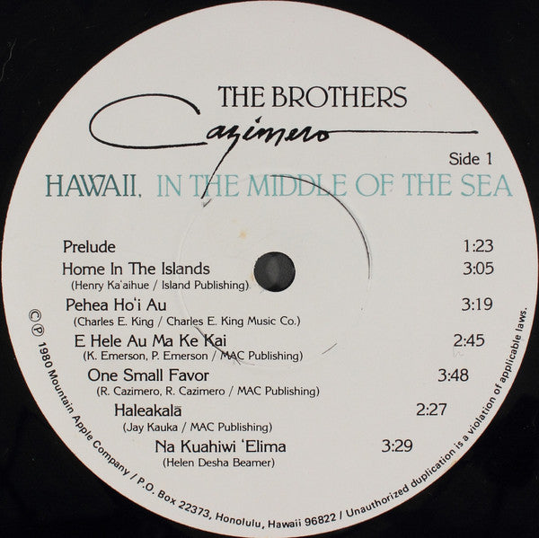 The Brothers Cazimero : Hawaii, In The Middle Of The Sea (LP, Album)