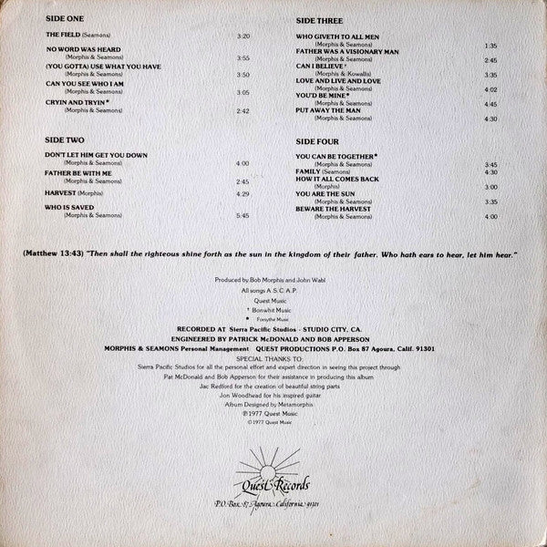 Morphis & Seamons : Harvest (2xLP)