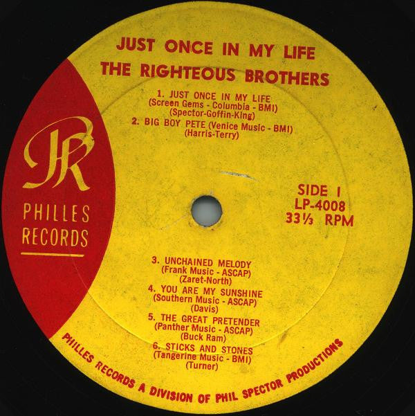 The Righteous Brothers : Just Once In My Life (LP, Album, Mono, Pre)