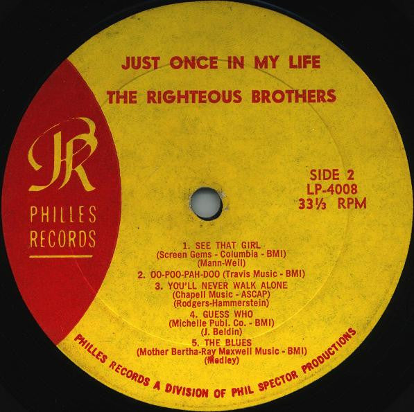 The Righteous Brothers : Just Once In My Life (LP, Album, Mono, Pre)