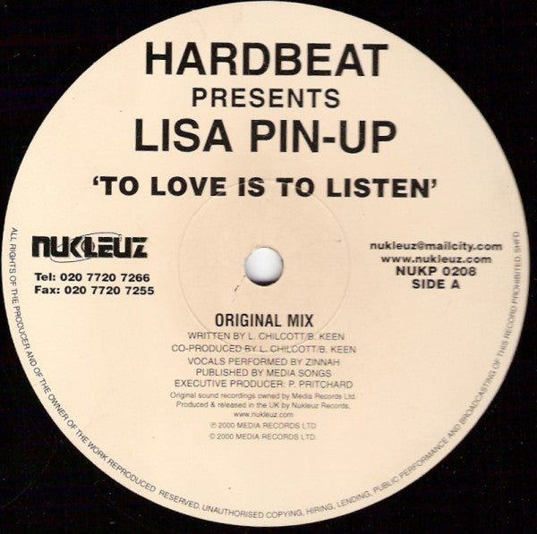 Hardbeat Presents Lisa Pin-Up : To Love Is To Listen (12")