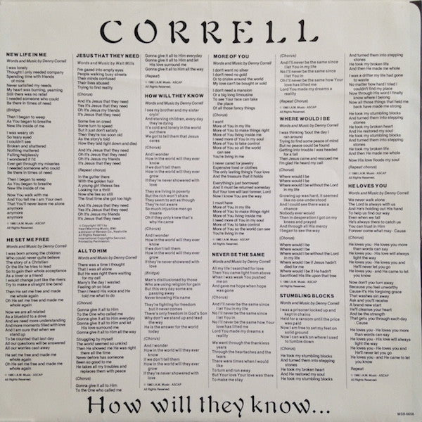 Denny Correll : How Will They Know... (LP, Album)