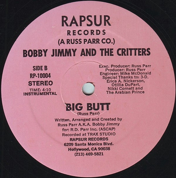 Bobby Jimmy And The Critters : Big Butt (12", Single)