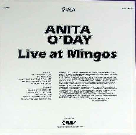 Anita O'Day With John Poole Trio Featuring Norman Simmons : Live At Mingo's (LP)