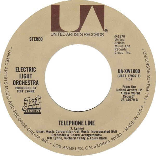 Electric Light Orchestra : Telephone Line (7", Single, Styrene)