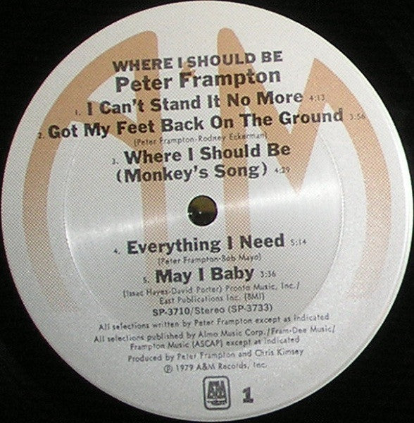 Peter Frampton : Where I Should Be (LP, Album, Ter)