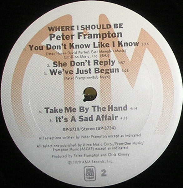 Peter Frampton : Where I Should Be (LP, Album, Ter)