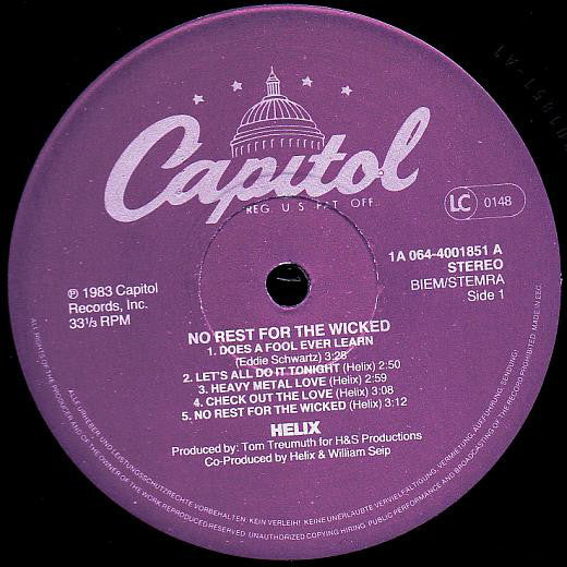 Helix (3) : No Rest For The Wicked (LP, Album)