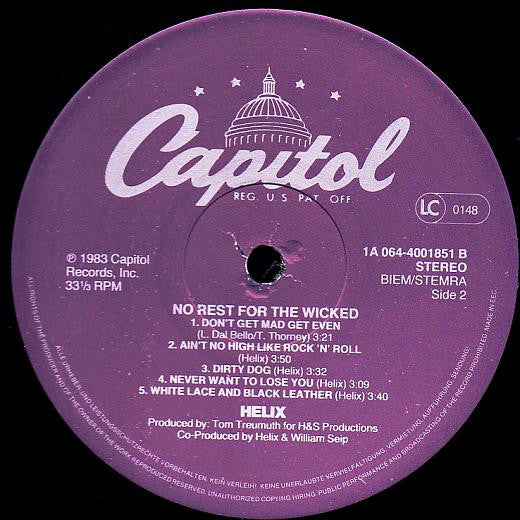 Helix (3) : No Rest For The Wicked (LP, Album)