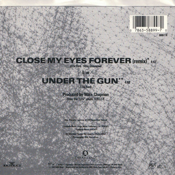 Lita Ford Duet With Ozzy Osbourne : Close My Eyes Forever (Remix) (7", Single)