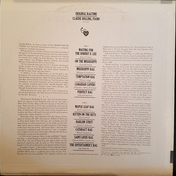 Claude Bolling : Original Ragtime (LP, Album)