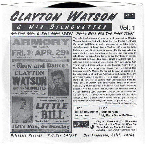 Clayton Watson And His Silhouettes : Vol. 1 (7", EP)