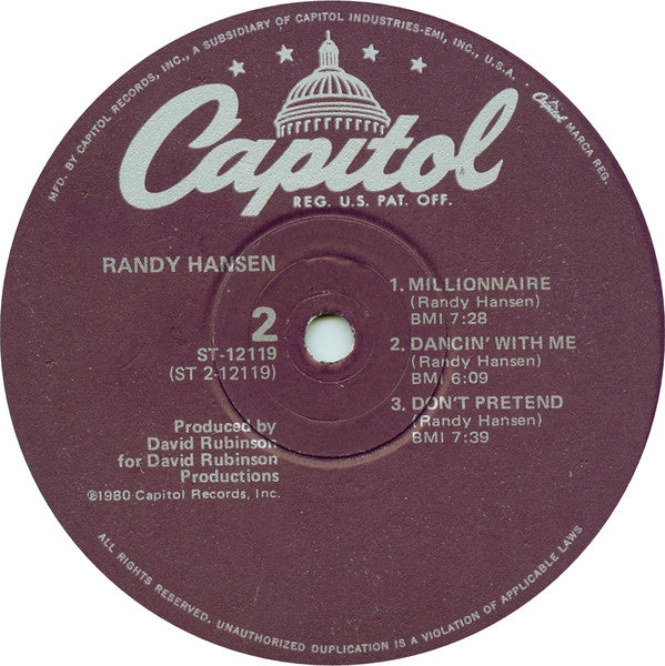 Randy Hansen : Randy Hansen (LP, Album, Win)