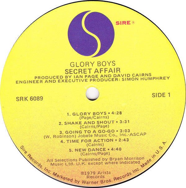 Secret Affair : Glory Boys (LP, Album)