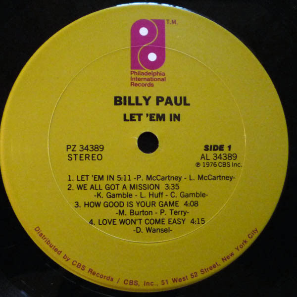 Billy Paul : Let 'Em In (LP, Album, San)