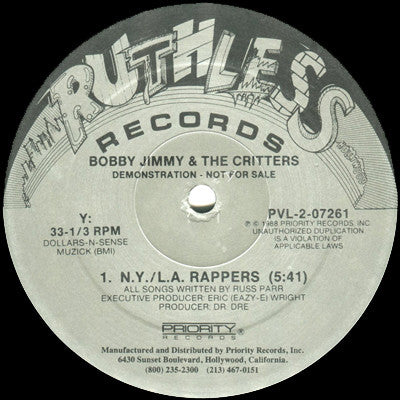 Bobby Jimmy & The Critters* : NY/LA Rappers / Fone Freak (12", Promo)