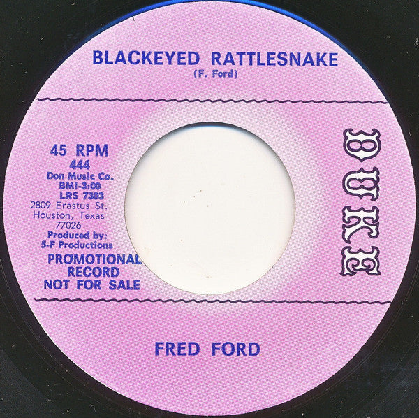 Fred Ford : Blackeyed Rattlesnake (7", Promo)