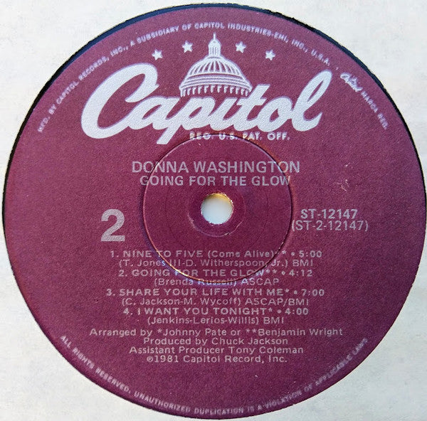 Donna Washington : Going For The Glow (LP, Album)