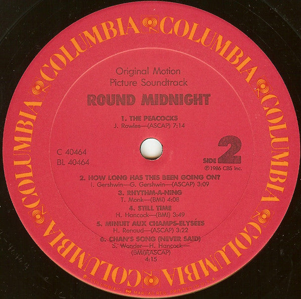 Herbie Hancock, Various : Round Midnight - Original Motion Picture Soundtrack (LP, Album, Car)