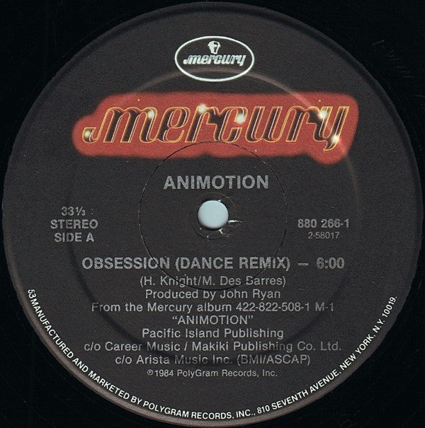 Animotion : Obsession (Dance Remix) (12", Single)