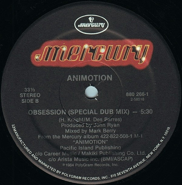 Animotion : Obsession (Dance Remix) (12", Single)