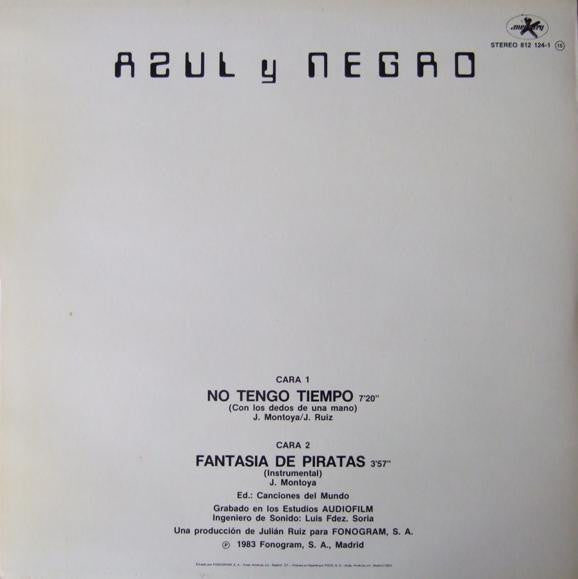Azul Y Negro : No Tengo Tiempo (Con Los Dedos De Una Mano) (12", Maxi)