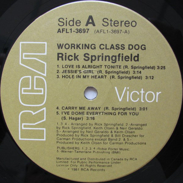 Rick Springfield : Working Class Dog (LP, Album)